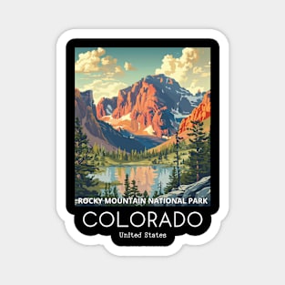 A Vintage Travel Illustration of the Rocky Mountain National Park - Colorado - US Magnet