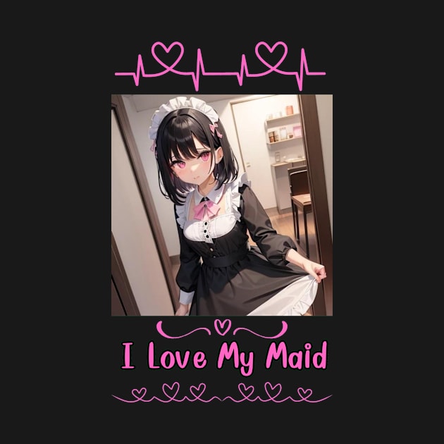 I Love My Maid Heart Anime Girl by Clicks Clothes