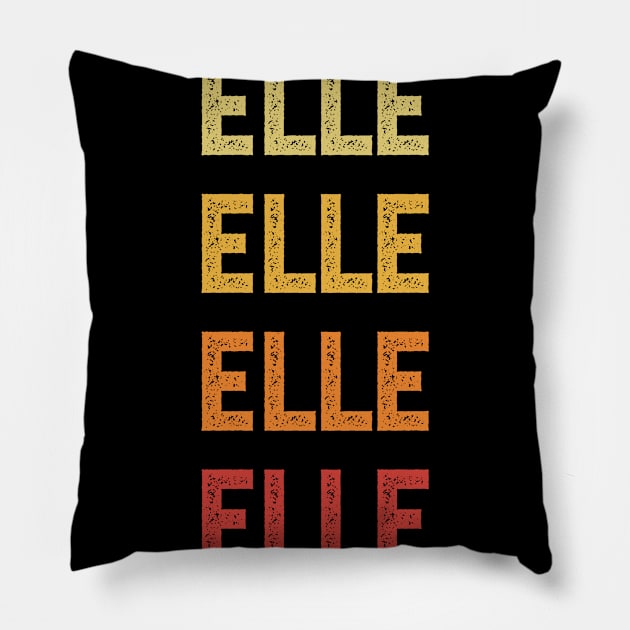 Elle Name Vintage Retro Gift Named Elle Pillow by CoolDesignsDz