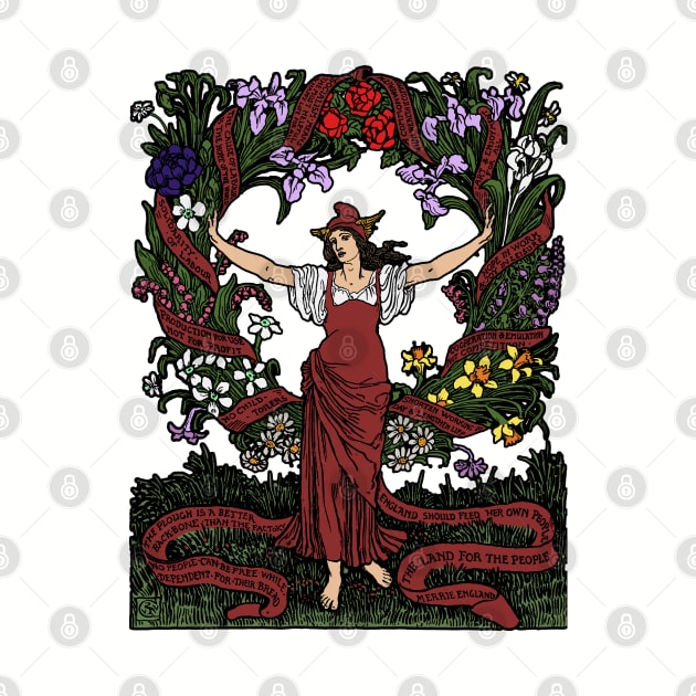 Garland For May Day In Color - Refinished Walter Crane, Socialist, Socialism, Leftist, Anarchist, Propaganda by SpaceDogLaika