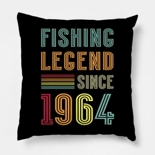 60th Birthday Fisherman Retro Vintage 1964 60 Years Fishing Pillow