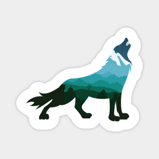 Lone Wolf Survives The Mountain Silhouette Art T-Shirt Magnet
