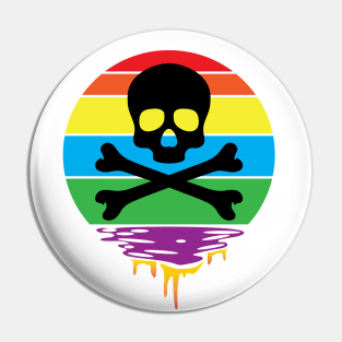 Skull and Bones Rainbow Sunset Pin