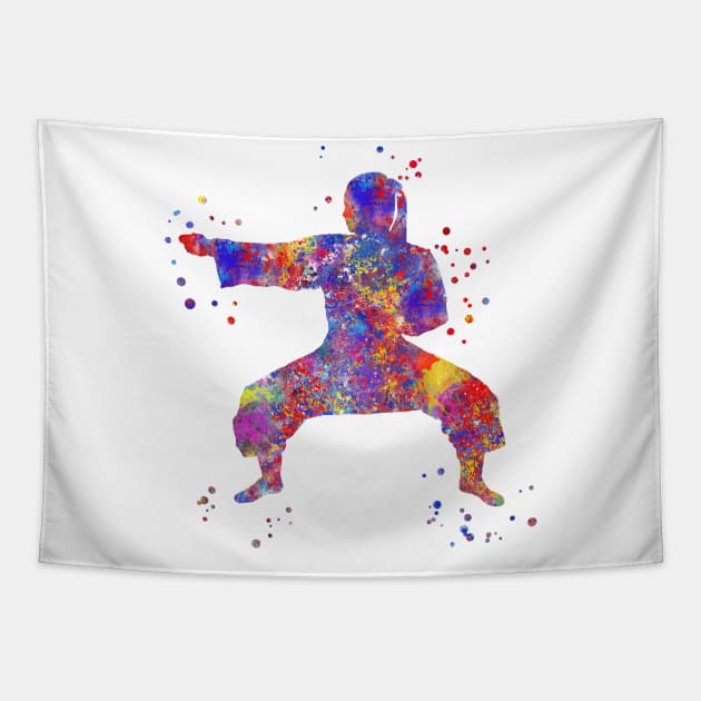 Karate fighter girl Tapestry by RosaliArt