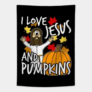 I Love Jesus And Pumpkins Christian Halloween Alternative Tapestry