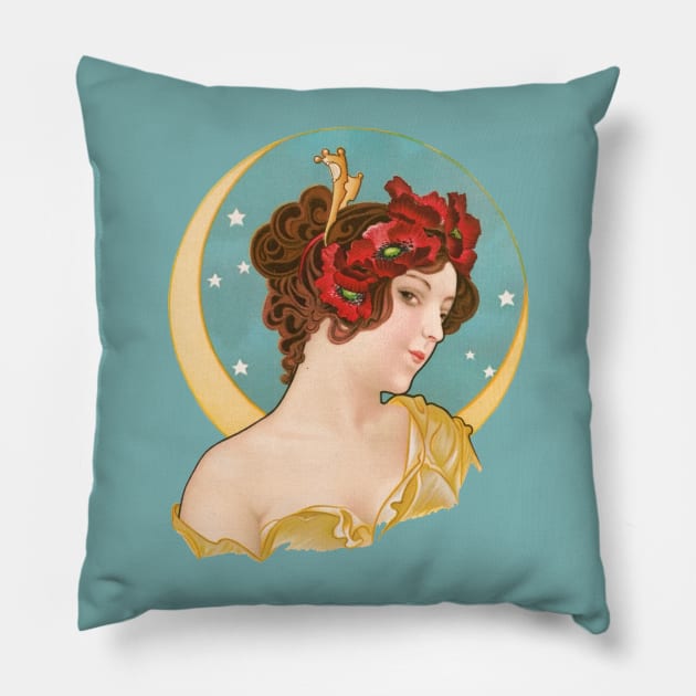 Dreamland, woman, new moon Pillow by UndiscoveredWonders