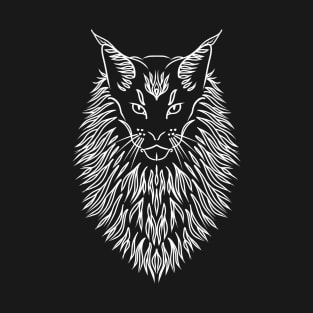 Maine coon black line art T-Shirt