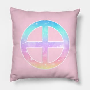 Earth Planet Symbol in Magical Unicorn Colors Pillow