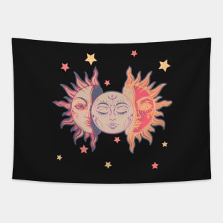 Star child of the moon and sun (black bg, matte 1 version) Tapestry