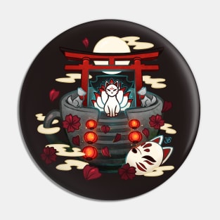 Moonlit Kitsune Shrine Teacup Pin