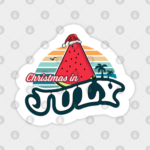 Christmas In July Watermelon Xmas Tree Summer Magnet by OrangeMonkeyArt