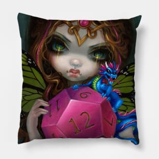 8 Sided Die Gamer Girl Fairy Dragon Pillow