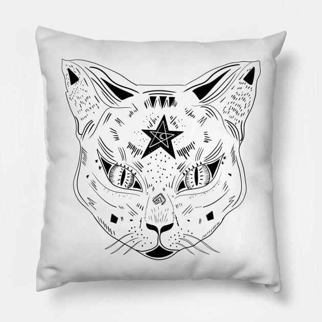 Mystic Kitty Pillow by Sophie Elaina