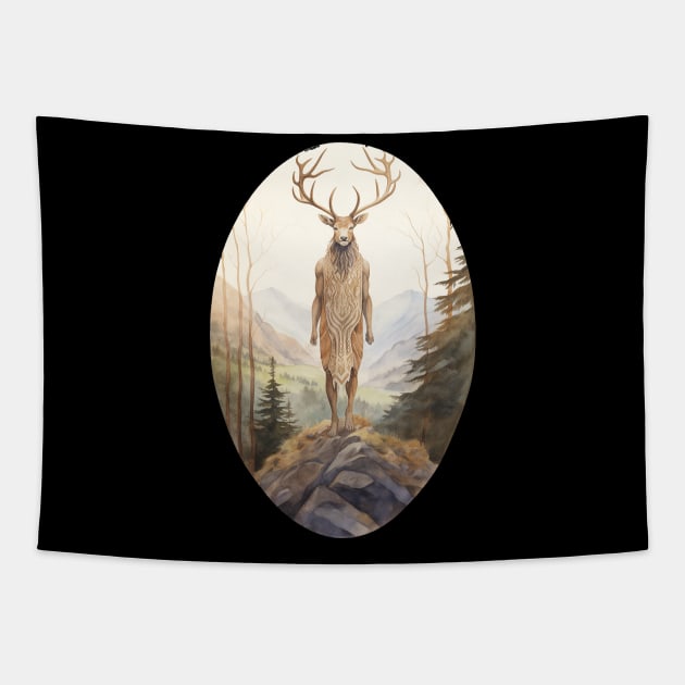 Cernunnos Pagan Wiccan Celtic Stag God Tapestry by RichieDuprey