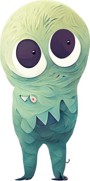 Cute Green Googly-Eyed Monster Kids T-Shirt by CuteMonsters