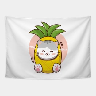 Cute Pineapple Cat Tapestry