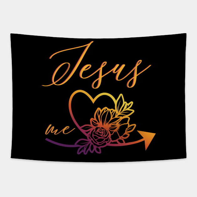 Jesus Loves Me Floral Christian Faith Tapestry by GraceFieldPrints