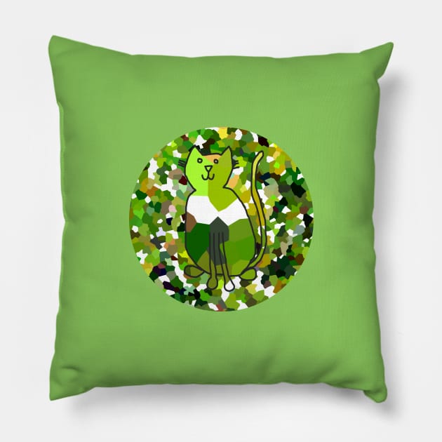 Small Cat on Green Pillow by ellenhenryart