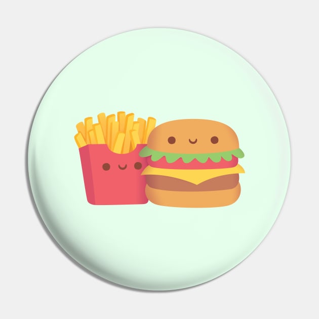 Cute Fries and Buger Pin by rustydoodle