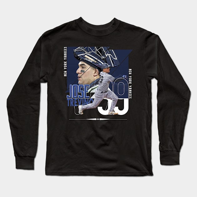 Jose Trevino Baseball Paper Poster Yankees 4 Long Sleeve T-Shirt