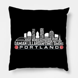 Portland Basketball Team 23 Player Roster, Portland City Skyline Pillow