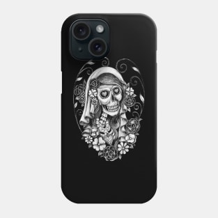 Santa muerte with flowers day of the dead. Phone Case