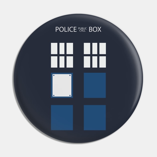 United Kingdom - Retro Blue Police Public Call Box Silhouette Pin by EDDArt