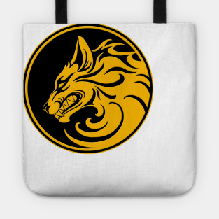 Growling Yellow and Black Wolf Circle Tote