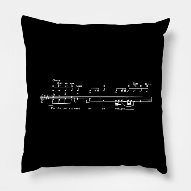 To Be With You - Mr Big - white font - sheet music Pillow by MeowOrNever