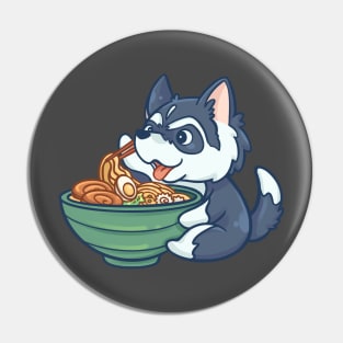 Cute Husky Eating Ramen Pin