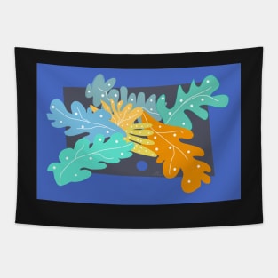 Abstract Colorful Leaves With Dots - abstract art Tapestry