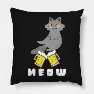 cat beer, cat drinking beer, beer cat, drinking cat, beer, cat, beer drinking gift, drinking animal Pillow