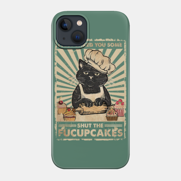 Retro Fucupcakes black cat - Black Cat - Phone Case