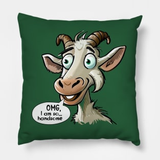 Handsome goat talking OMG, I am so handsome Pillow