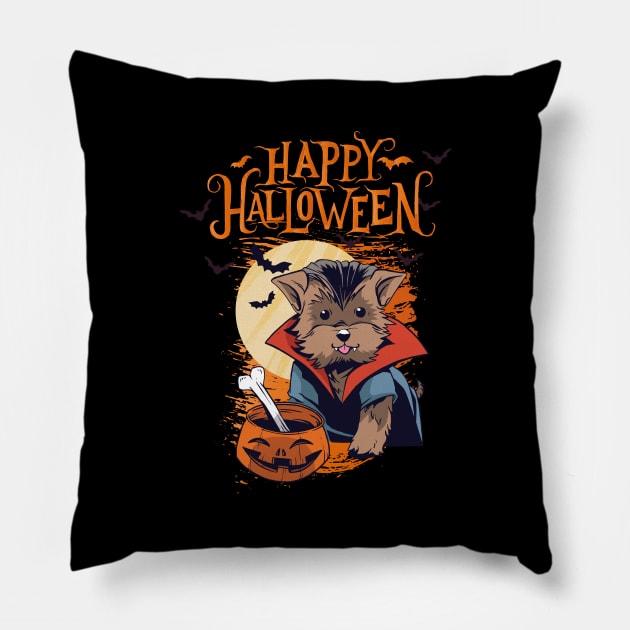 Halloween Happy Halloween Funny Dog Costume Pillow by Pummli