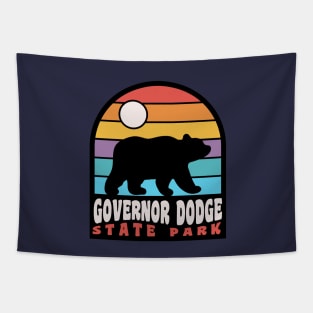 Governor Dodge State Park Camping Wisconsin Bear Retro Tapestry