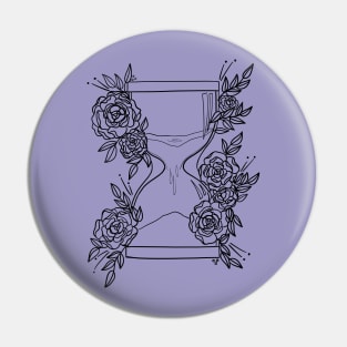 Hourglass and roses black Pin