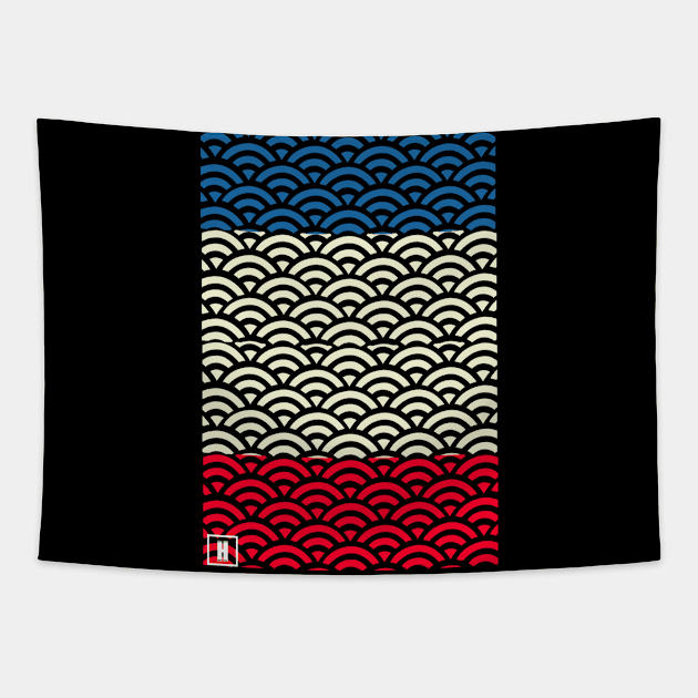 Retro Japanese Clouds Pattern RE:COLOR 25 Tapestry by HCreatives