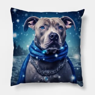 Staffy In The Snow Pillow