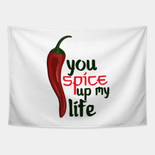 You Spice Up My Life Pepper Food Art White Tapestry