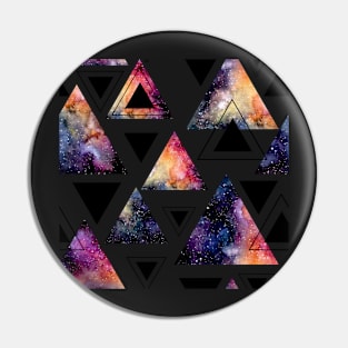 Watercolor Triangles and Colorful Galaxy Pin