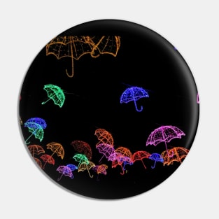 Colourful umbrellas in the night Pin