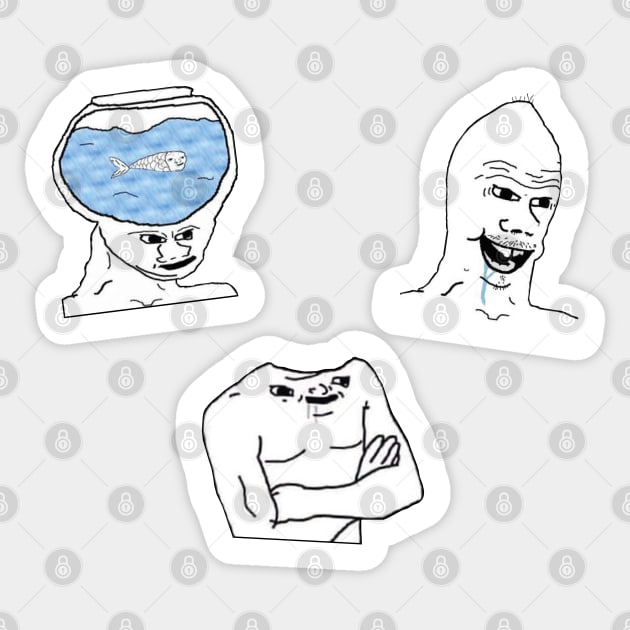 Brainlet Wojaks Sticker Pack - Wojak Meme - Sticker