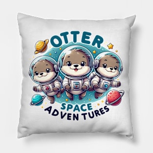 Otterly Stellar: 'Otter Space Adventures' Illustration Pillow