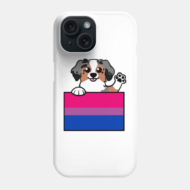 Love is Love Puppy - Blue Merle - Bi Pride Flag Phone Case by LittleGreenHat