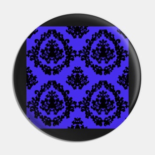 Victorian Damask Black and Blue Pin