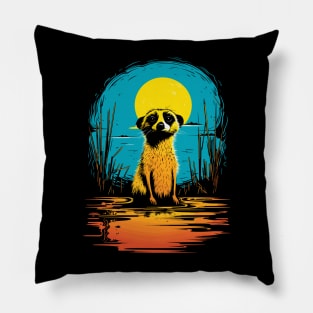 Serenity at Sunset: Cute Suricate Pillow