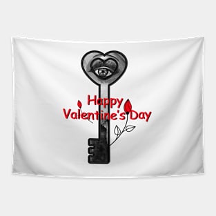 Happy Valentines Day Gift with the Key & Flowers Tapestry