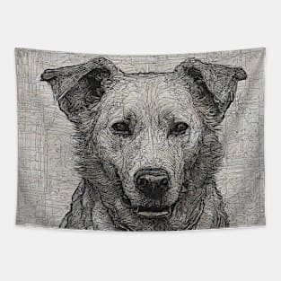 Dog Sketch Design Tapestry