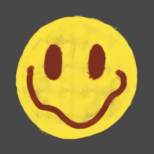 Yellow and Maroon Vintage Smiley Face T-Shirt